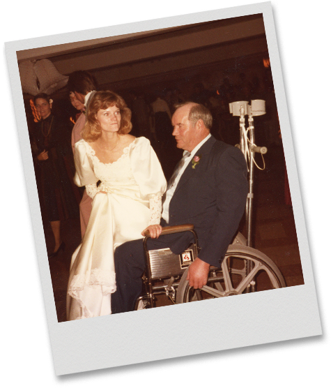 Ted Eagan walking his daughter Cathy down the aisle