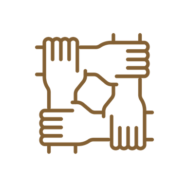 Four hands joined together icon