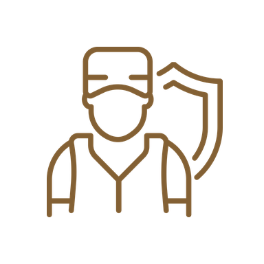Safety worker holding a shield icon