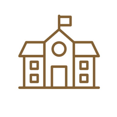 School building with a flag icon